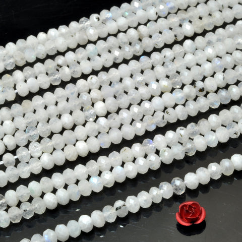 Natural Rainbow Moonstone faceted rondelle beads wholesale gemstone for jewelry making diy bracelet