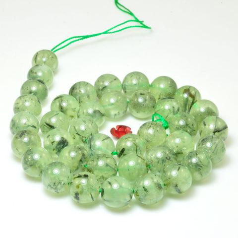 Natural Green Prehnite smooth round loose beads wholesale gemstone for jewelry making DIY