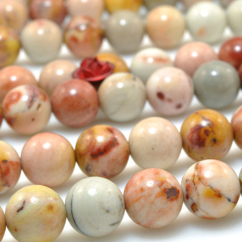 Natural Stone Rainbow Jasper smooth round beads wholesale gemstone for jewelry making diy bracelet