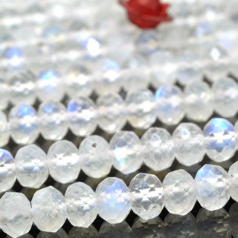 Natural Rainbow Moonstone AA Grade faceted rondelle beads wholesale gemstone for jewelry making diy bracelet