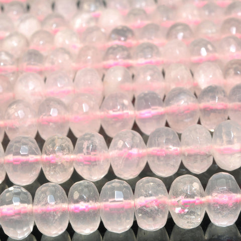 Natural Rose Quartz faceted rondelle beads wholesale loose gemstone for jewelry making diy bracelet