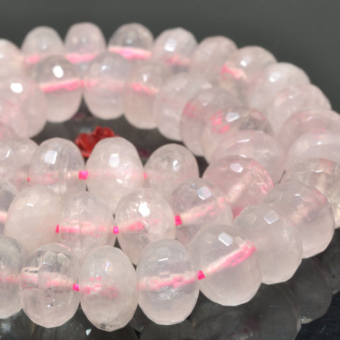 Natural Rose Quartz faceted rondelle beads wholesale loose gemstone for jewelry making diy bracelet