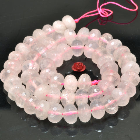 Natural Rose Quartz faceted rondelle beads wholesale loose gemstone for jewelry making diy bracelet