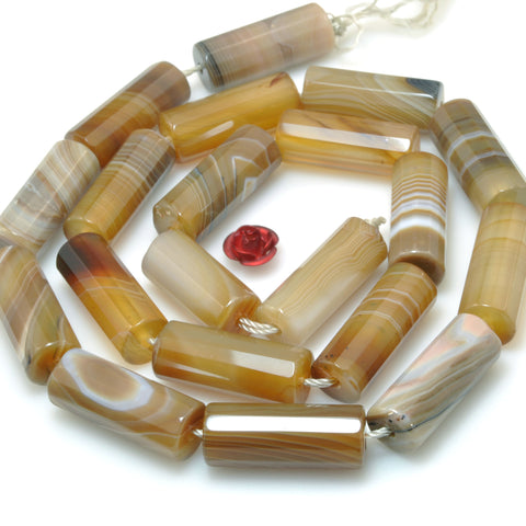 Natural Brown Banded Agate faceted Tube beads striped agate stone for jewelry making diy bracelet necklace
