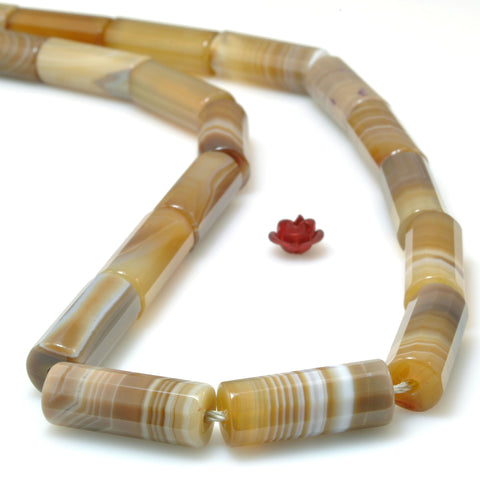 Natural Brown Banded Agate faceted Tube beads striped agate stone for jewelry making diy bracelet necklace