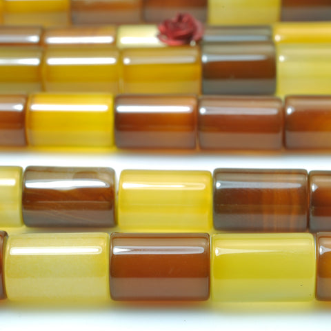 Natural Brown Agate smooth tube beads wholesale loose gemstone for jewelry making diy bracelet