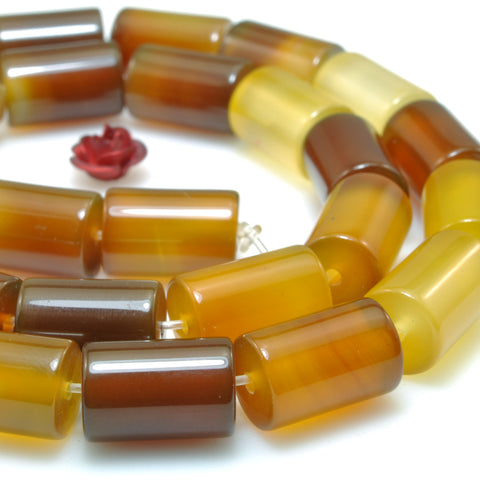 Natural Brown Agate smooth tube beads wholesale loose gemstone for jewelry making diy bracelet