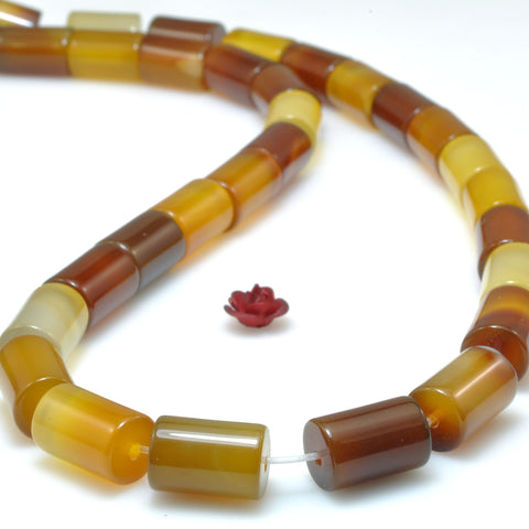 Natural Brown Agate smooth tube beads wholesale loose gemstone for jewelry making diy bracelet