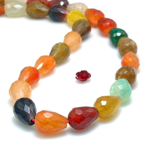 Multicolor Fire Agate stone faceted teardrop beads wholesale gemstone for jewelry making diy bracelet