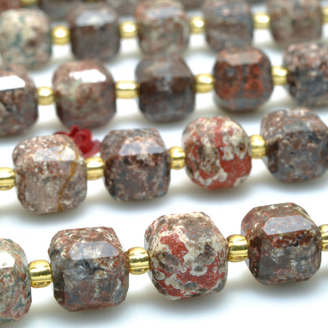Natural Brown Mushroom Japser stone faceted cube loose beads wholesale gemstone for jewelry making bracelets necklace DIY