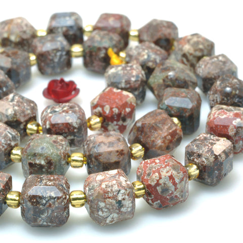 Natural Brown Mushroom Japser stone faceted cube loose beads wholesale gemstone for jewelry making bracelets necklace DIY
