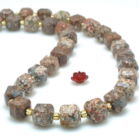 Natural Brown Mushroom Japser stone faceted cube loose beads wholesale gemstone for jewelry making bracelets necklace DIY