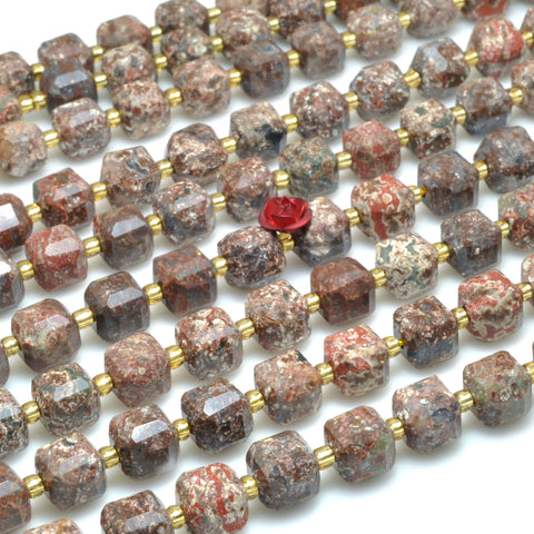 Natural Brown Mushroom Japser stone faceted cube loose beads wholesale gemstone for jewelry making bracelets necklace DIY