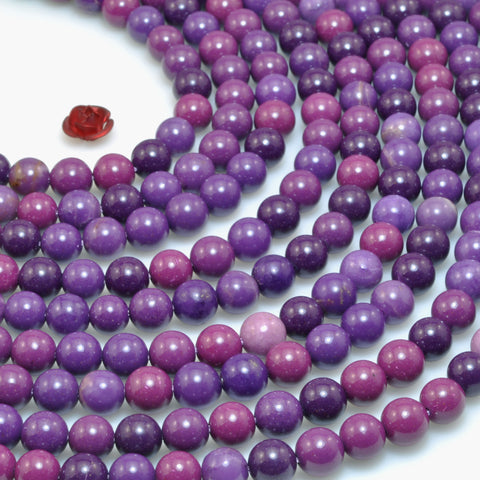 Purple Lepidolite stone smooth round beads loose gemstone wholesale for jewelry making diy bracelet necklace