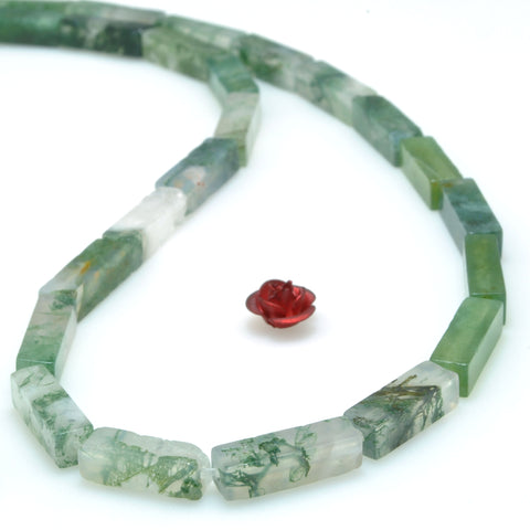 Natural Green Moss Agate smooth rectangle cuboid tube beads loose gemstones wholesale for jewelry making diy bracelet