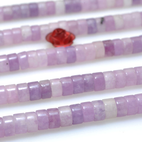 Natural Lilac Jasper stone smooth wheel Heshi beads loose gemstones wholesale for jewelry making diy bracelet