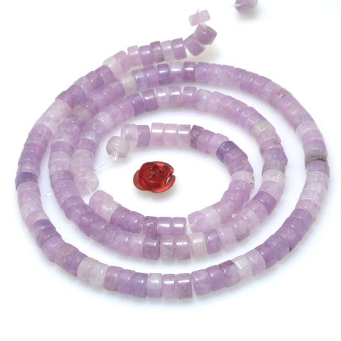 Natural Lilac Jasper stone smooth wheel Heshi beads loose gemstones wholesale for jewelry making diy bracelet