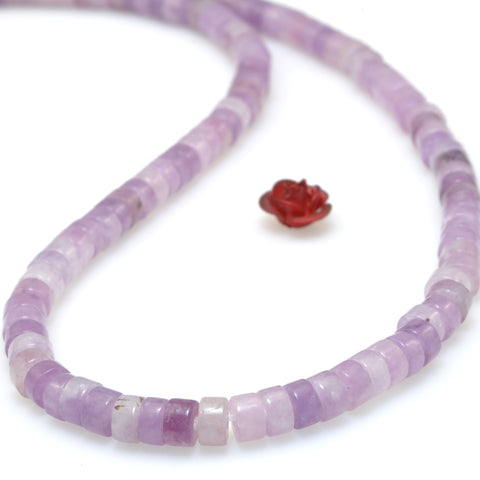 Natural Lilac Jasper stone smooth wheel Heshi beads loose gemstones wholesale for jewelry making diy bracelet