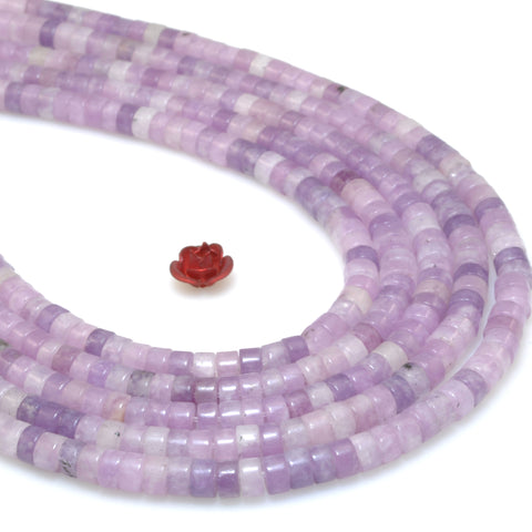 Natural Lilac Jasper stone smooth wheel Heshi beads loose gemstones wholesale for jewelry making diy bracelet