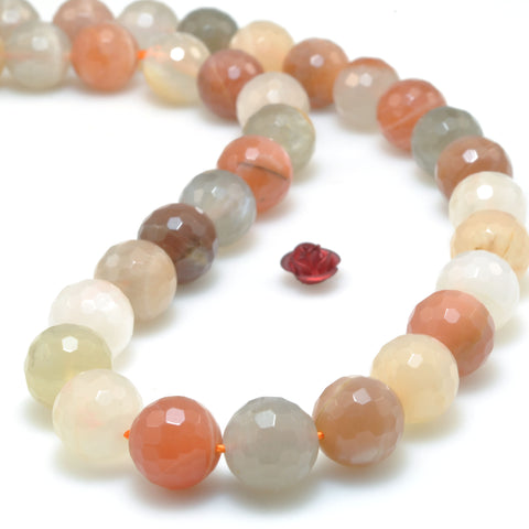 Natural Rainbow Moonstone faceted round loose beads gemstone wholesale jewelry making 15"