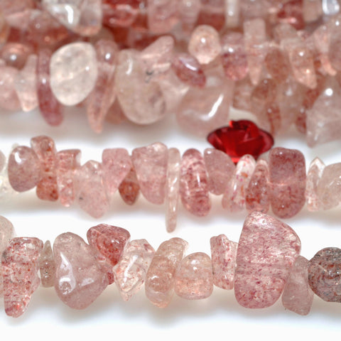 Natural Strawberry Quartz smooth chips beads wholesale loose gemstones for jewelry making diy bracelet necklace