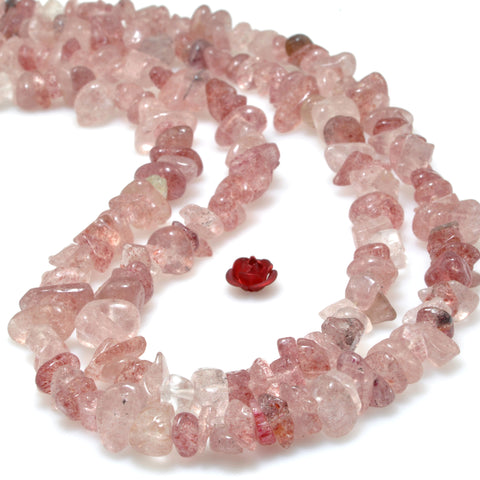 Natural Strawberry Quartz smooth chips beads wholesale loose gemstones for jewelry making diy bracelet necklace