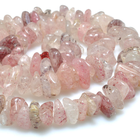 15 inches of Natural Strawberry Quartz Gemstone smooth chips beads wholesale for jewelry making diy bracelet