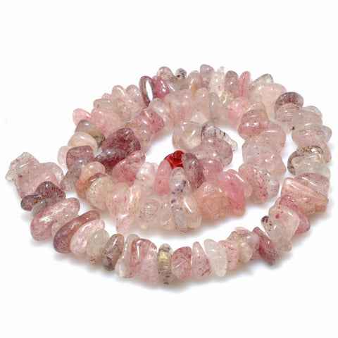 15 inches of Natural Strawberry Quartz Gemstone smooth chips beads wholesale for jewelry making diy bracelet