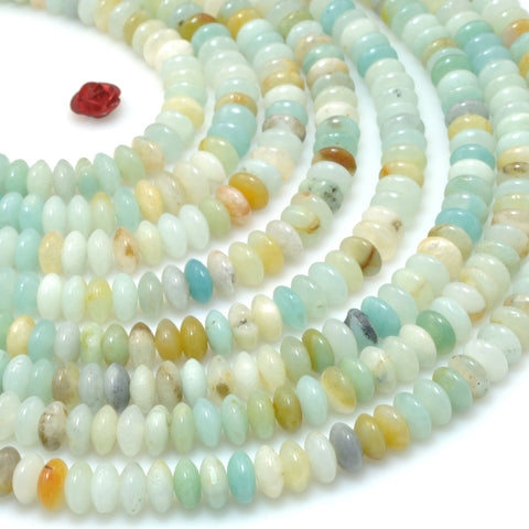 Natural Multicolor Amazonite smooth rondelle beads loose gemstone wholesale for jewelry making diy bracelet