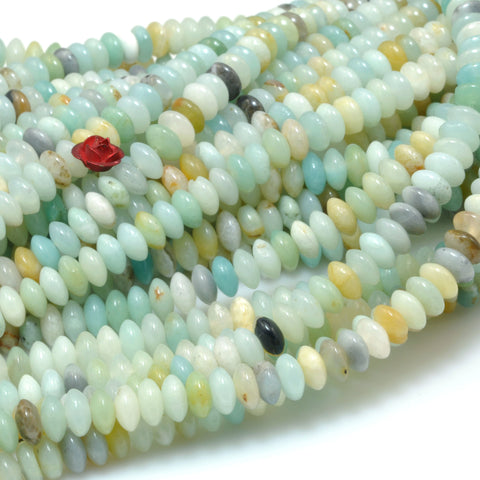 Natural Multicolor Amazonite smooth rondelle beads loose gemstone wholesale for jewelry making diy bracelet