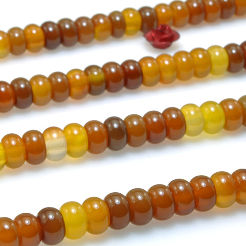Natural Rainbow Agate Brown Agate stone smooth rondelle beads for jewelry making diy bracelet necklace