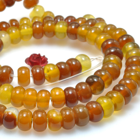 Natural Rainbow Agate Brown Agate stone smooth rondelle beads for jewelry making diy bracelet necklace