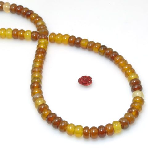 Natural Rainbow Agate Brown Agate stone smooth rondelle beads for jewelry making diy bracelet necklace