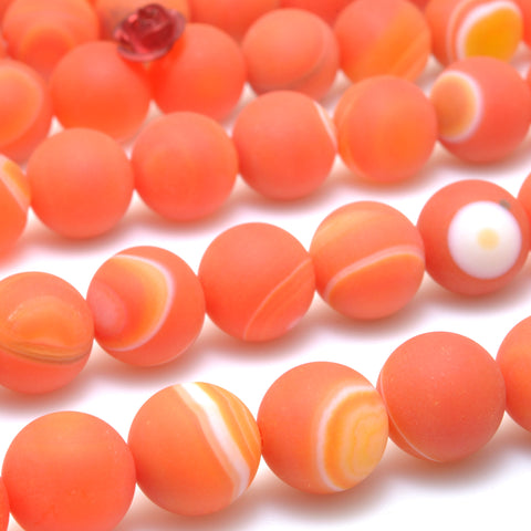 Orange Banded Agate matte round beads striped agate gemstone wholesale for jewelry making diy bracelet necklace
