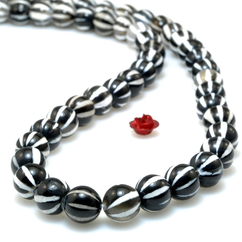 Black onyx watermelon smooth round beads loose gemstone wholesale jewelry making bracelet diy stuff