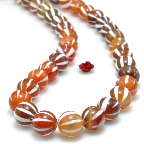 Rainbow Agate watermelon smooth round beads loose gemstones orange agate stone wholesale for jewelry making bracelet diy