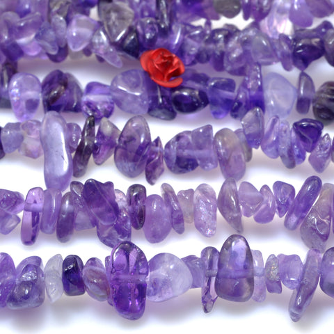 35 inches of Natural Amethyst smooth Chips beads in 5-9mm