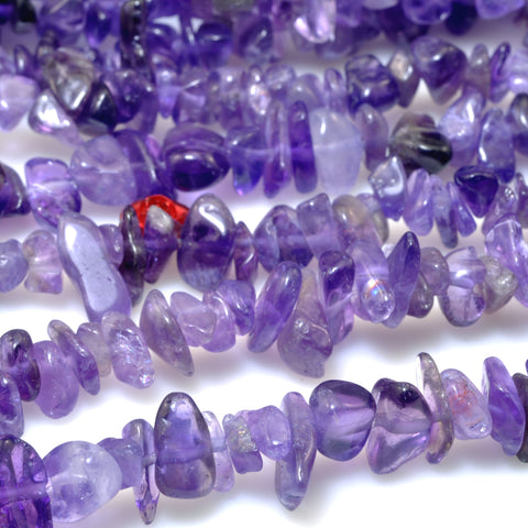35 inches of Natural Amethyst smooth Chips beads in 5-9mm