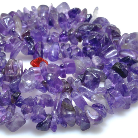 35 inches of Natural Amethyst smooth Chips beads in 5-9mm