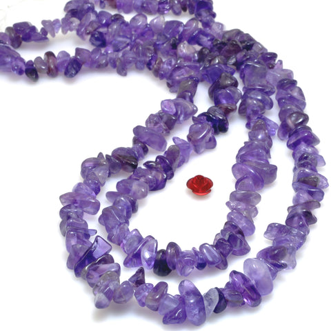 35 inches of Natural Amethyst smooth Chips beads in 5-9mm
