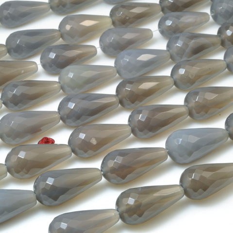 Gray Agate faceted teardrop beads wholesale gemstone for jewelry making diy bracelet necklace