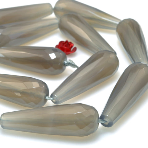 Gray Agate faceted teardrop beads wholesale gemstone for jewelry making diy bracelet necklace