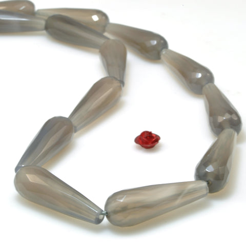 Gray Agate faceted teardrop beads wholesale gemstone for jewelry making diy bracelet necklace