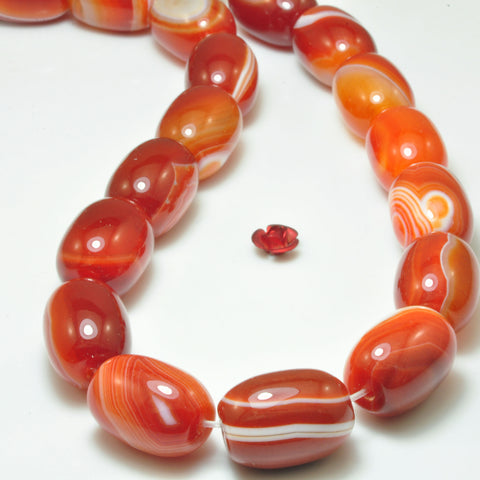 Red Banded Agate smooth barrel drum beads wholesale loose gemstone for jewelry making bracelet necklace