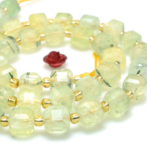 Natural prehnite faceted cube beads green loose gemstones wholesale for jewelry making bracelet necklace diy