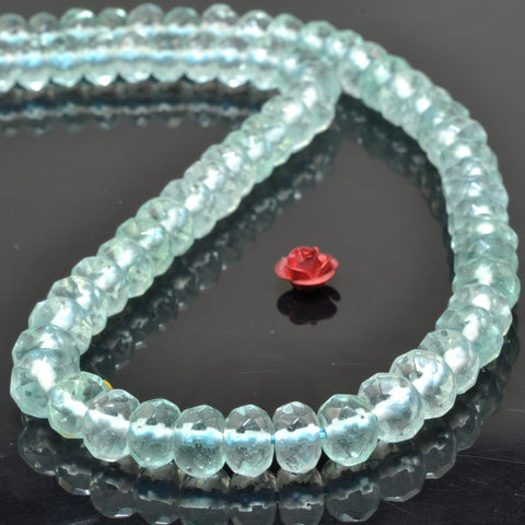 Aqua crystal glass faceted rondelle beads for jewelry making diy bracelet necklace design