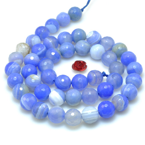 Blue Banded Agate faceted round loose beads Striped Agate gemstone wholesale for jewelry making diy bracelet 8mm