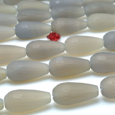 YesBeads Grey Agate Matte and faceted teardrop beads wholesale gemstone jewelry