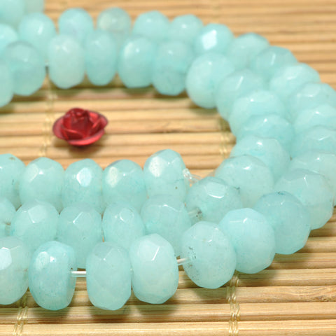 Malaysia Blue Jade faceted rondelle beads Amazonite color gemstone wholesale jewelry making diy