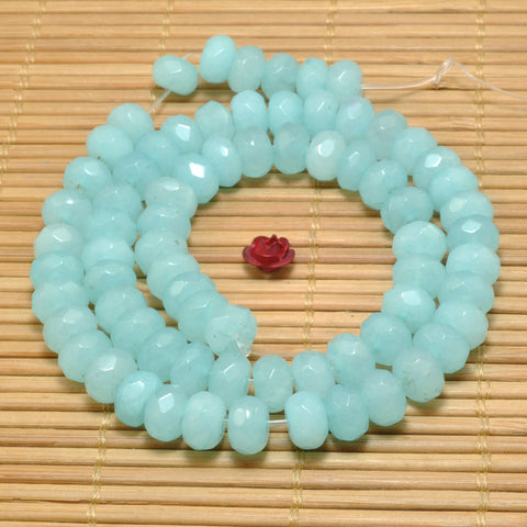 Malaysia Blue Jade faceted rondelle beads Amazonite color gemstone wholesale jewelry making diy